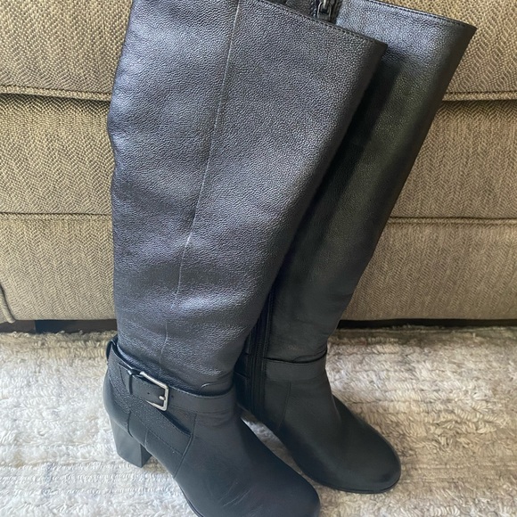 Cole Haan Leather Stacked Heel Boots - Picture 2 of 6